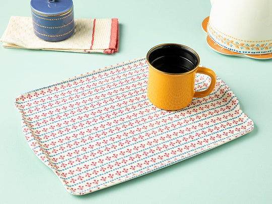 Pink & Blue Melamine Serving Tray – 36x27 cm