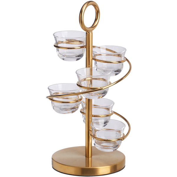 Golden Elegance Arabic Coffee Cup Set with Stand