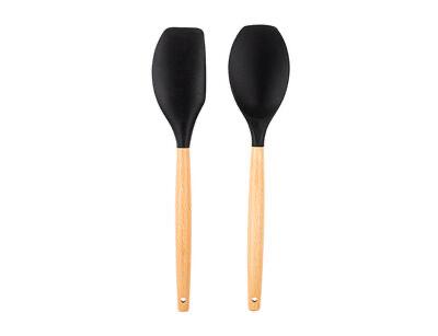 Bamboo Handled Silicone Spoon & Spatula Set