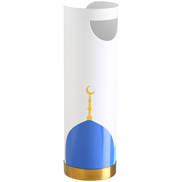 Blue & White Arabic Coffee Cup Set with Holder – 6 Persons