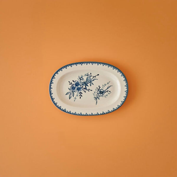 Maryam Kira Blue Blanc Serving Plate – Large 30x21 & Medium 25x17