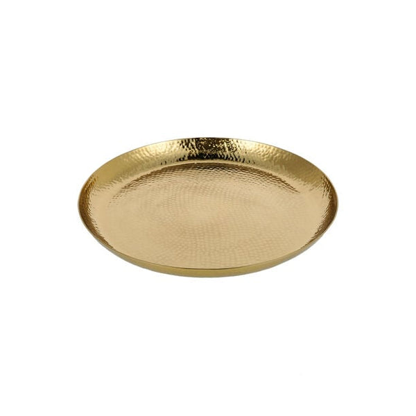 Hammered Round Gold Serving Tray – 40.5×3.5 cm
