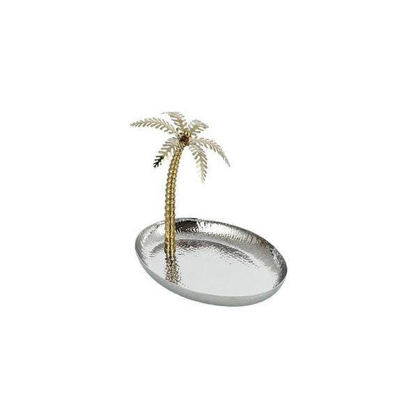 Oval Palm Tree Stainless Steel Serving Tray