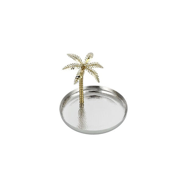 Round Palm Tree Stainless Steel Serving Tray