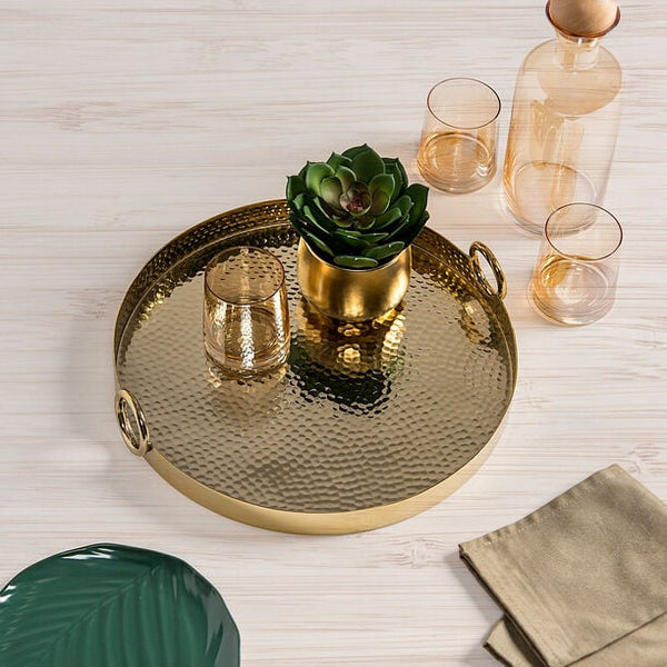 Round Nickel-Plated Serving Tray