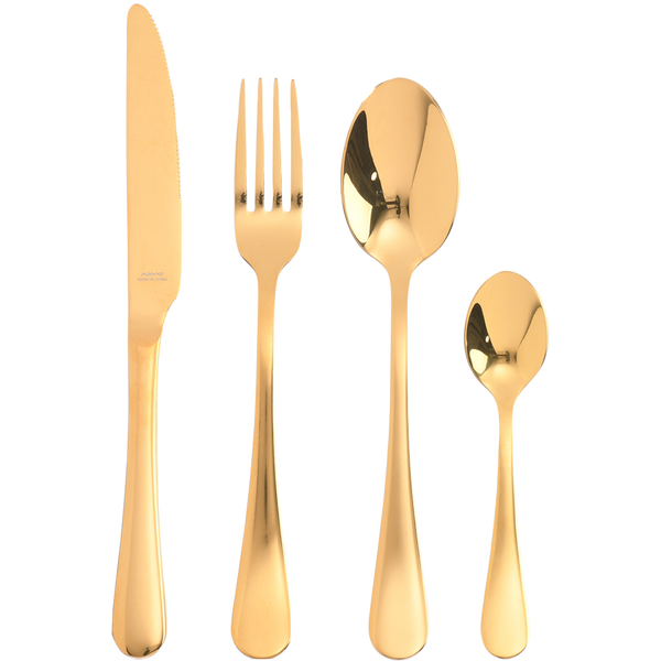 shiny gold stainless steel cutlery set 24 psc 6 person